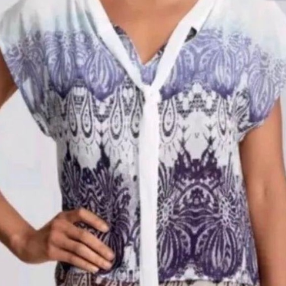 CAbi White Blue Purple Ombre Chiffon Blouse - Picture 1 of 9